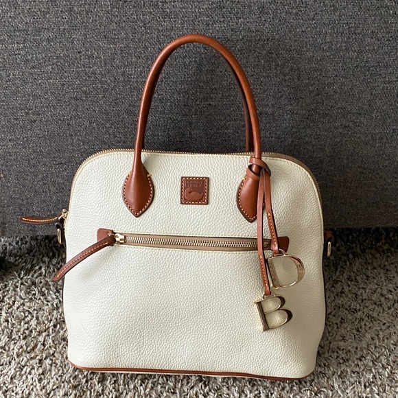 Dooney & Bourke Cream and Brown Satchel - Picture 1 of 7